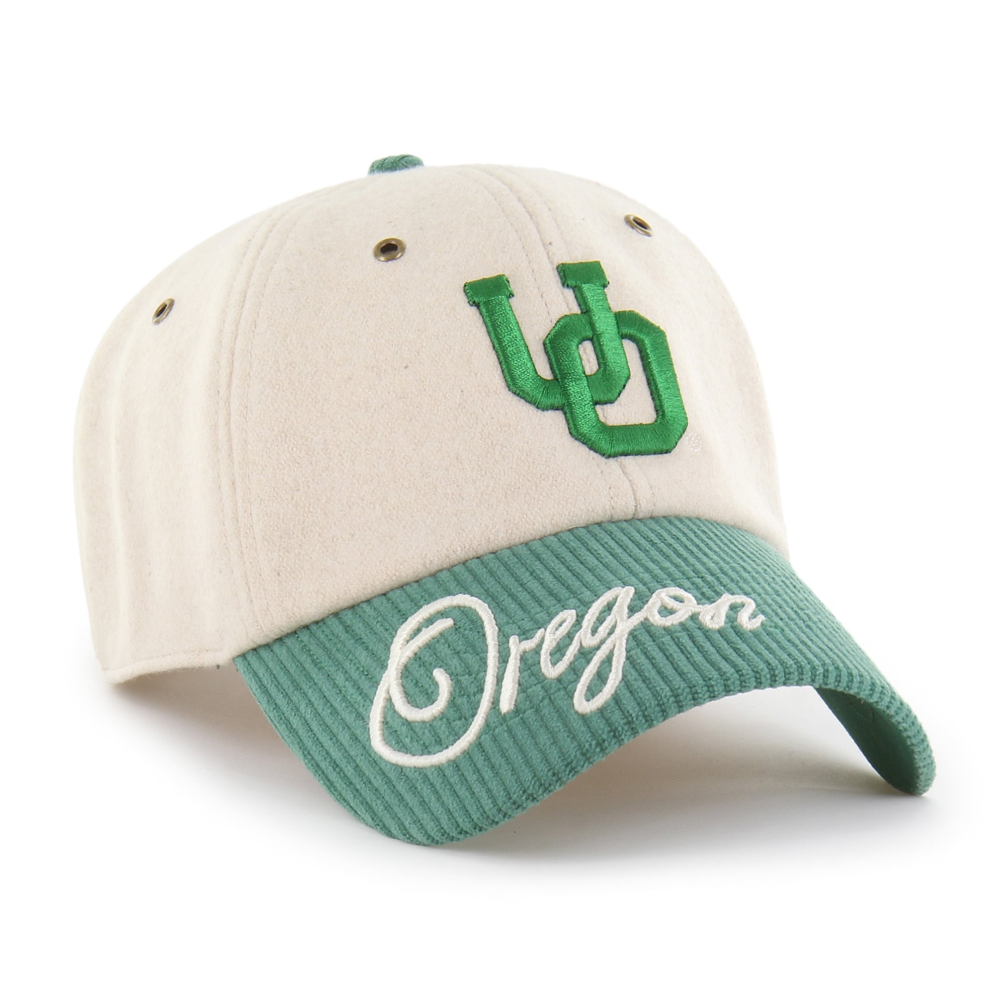 Women's '47 Off White/Green Oregon Ducks Rope Script Clean Up Adjustable Hat