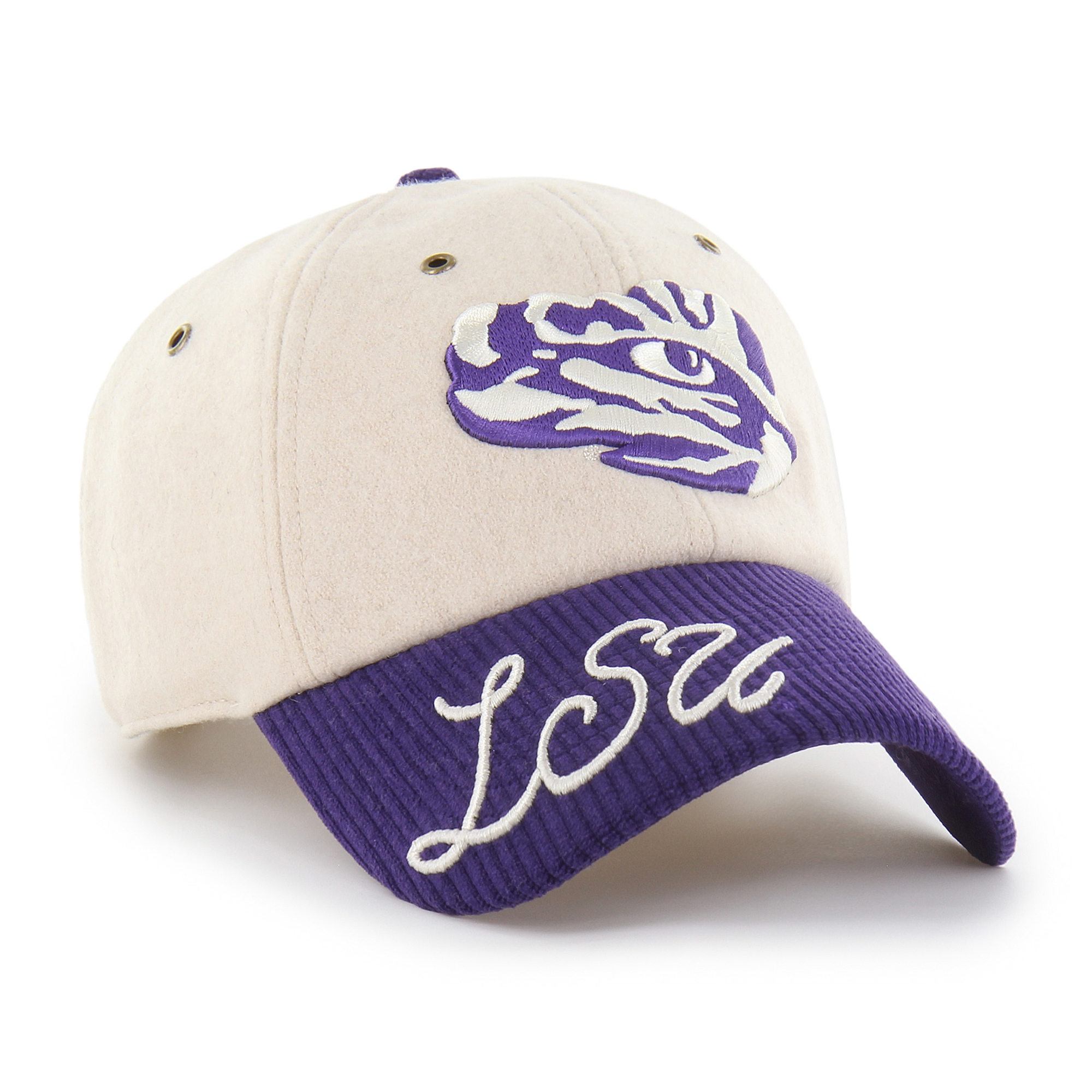 Women's '47 Cream/Purple LSU Tigers Rope Script Clean Up Adjustable Hat