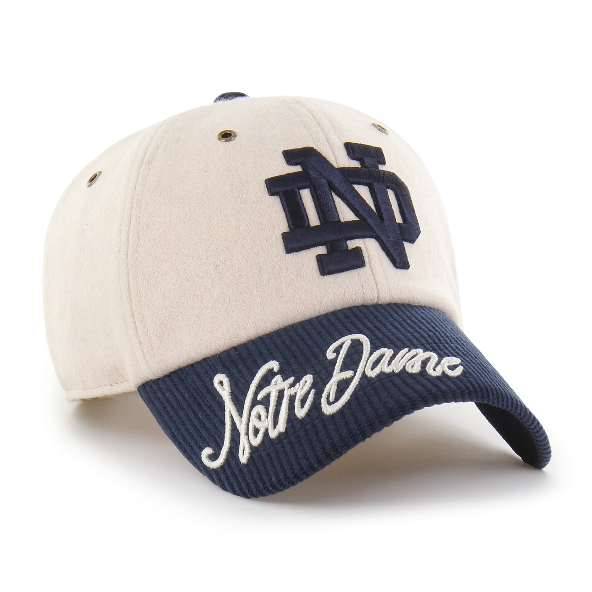 Women's '47 White/Navy Notre Dame Fighting Irish Rope Script Clean Up Adjustable Hat