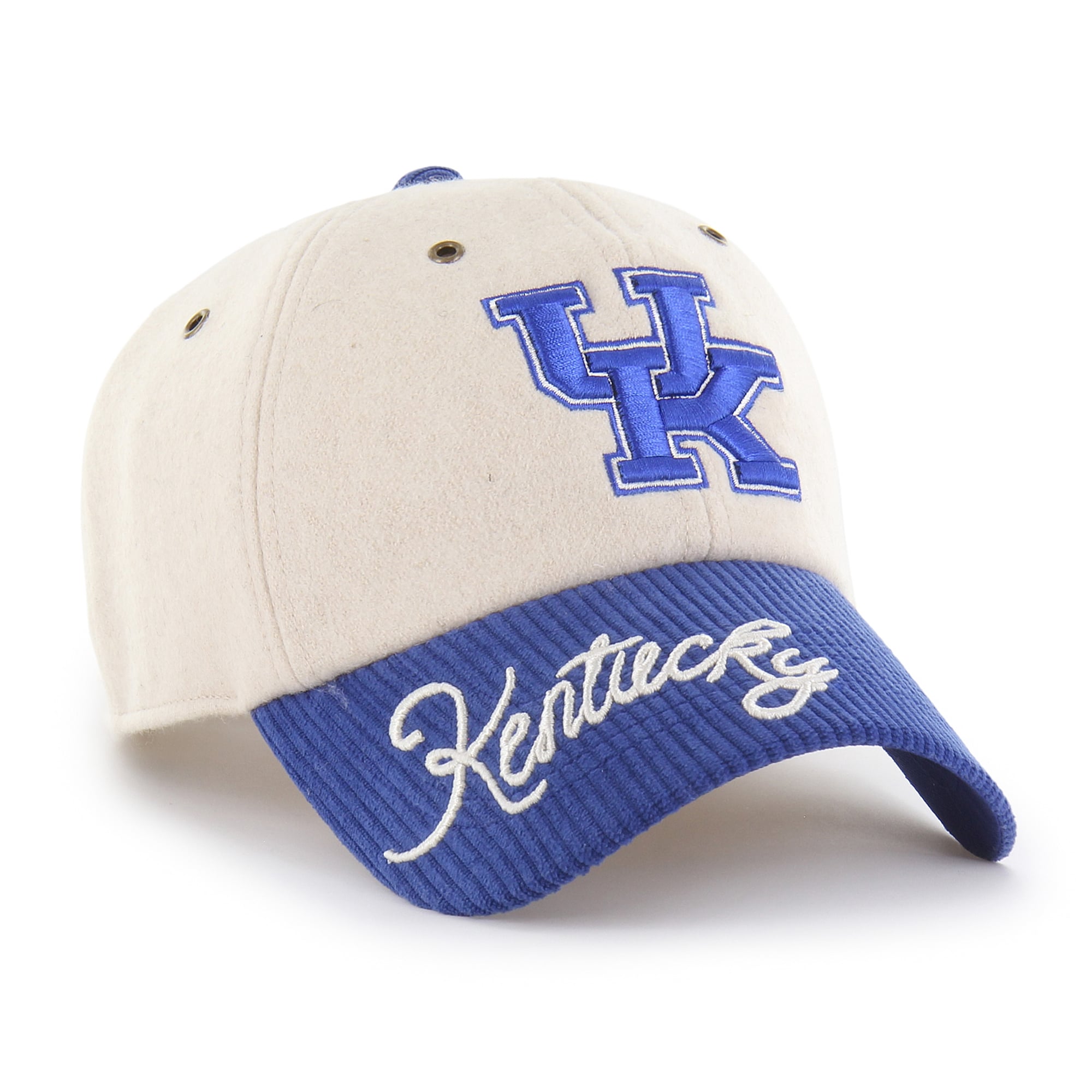 Women's '47 White/Royal Kentucky Wildcats Rope Script Clean Up Adjustable Hat