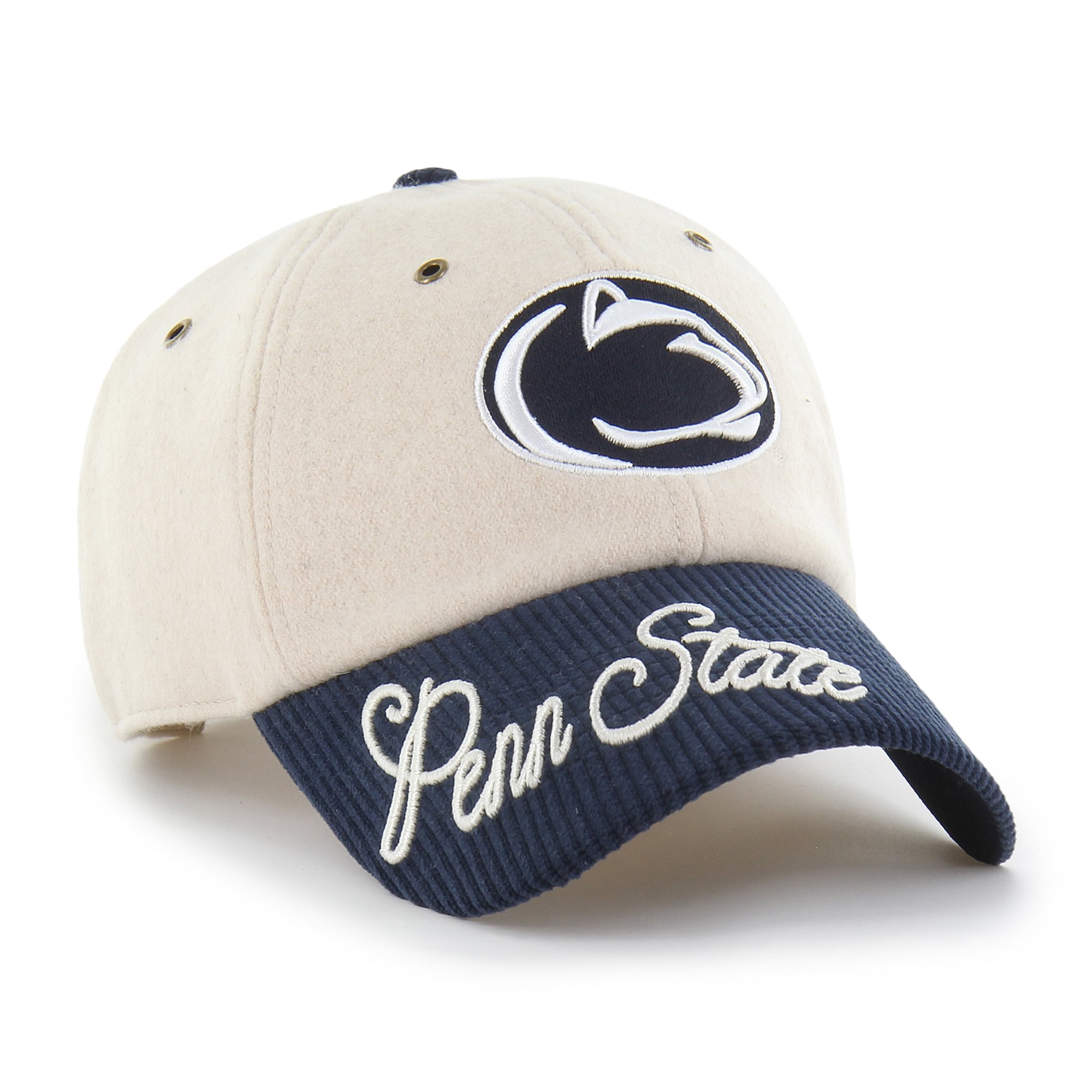 Women's '47 White/Navy Penn State Nittany Lions Rope Script Clean Up Adjustable Hat