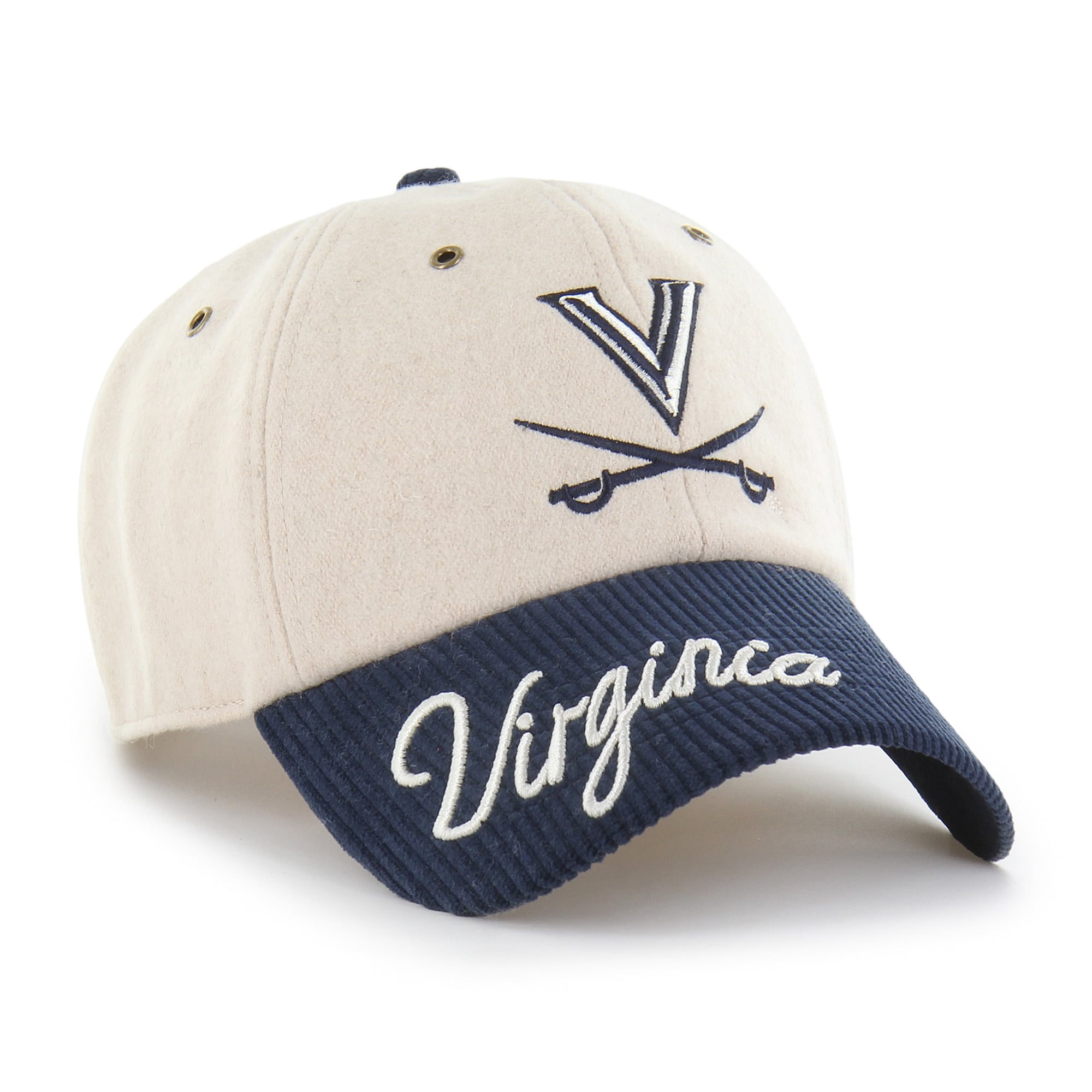 Women's '47 Cream/Navy Virginia Cavaliers Rope Script Clean Up Adjustable Hat
