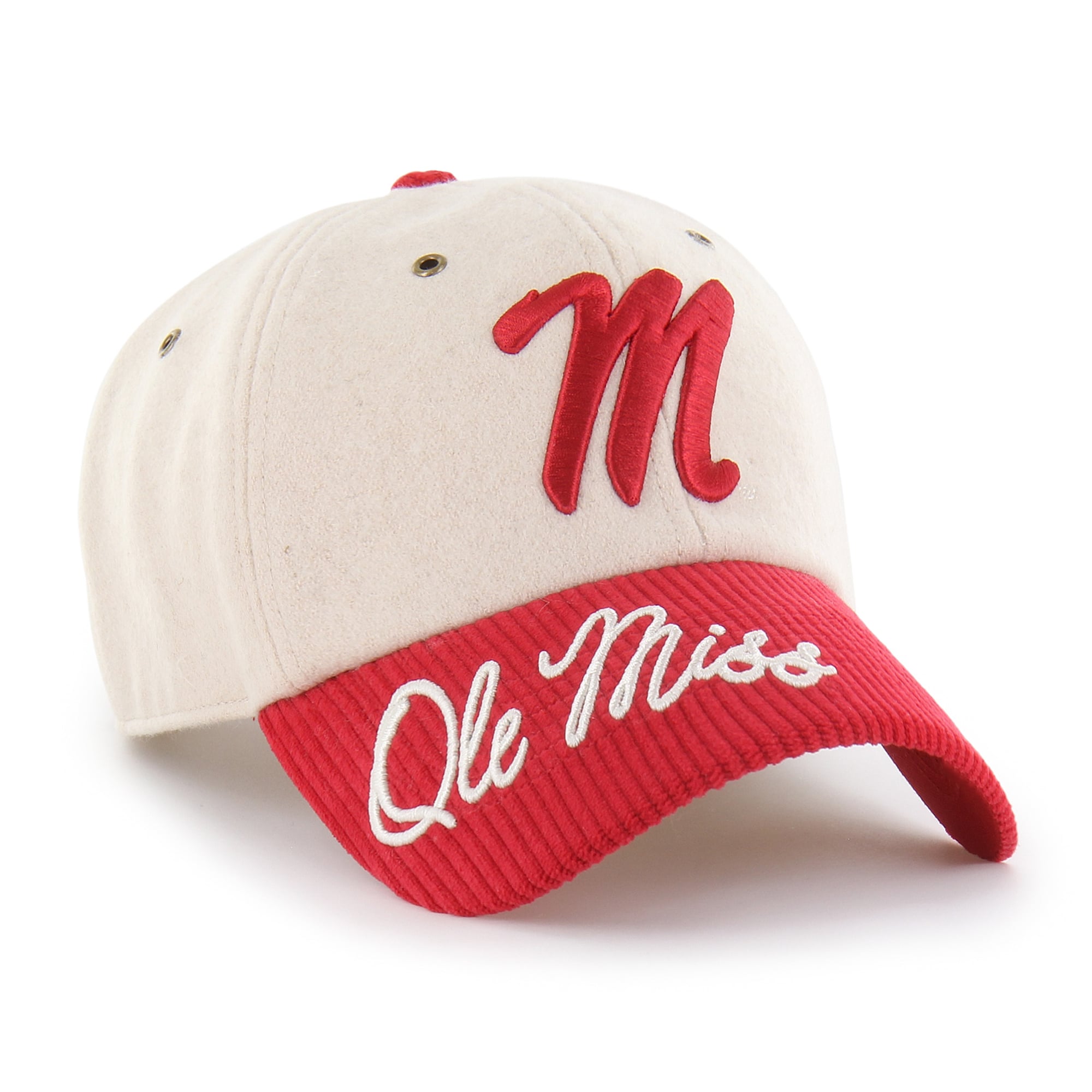 Women's '47 Cream/Red Ole Miss Rebels Rope Script Clean Up Adjustable Hat