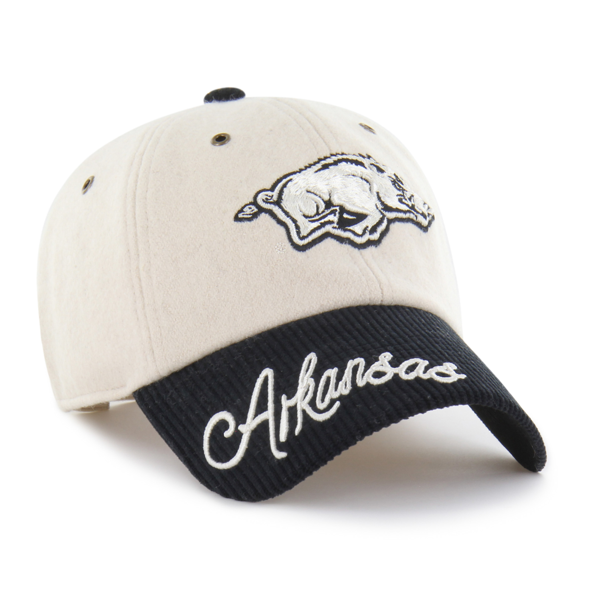 Women's '47 Cream/Black Arkansas Razorbacks Rope Script Clean Up Adjustable Hat