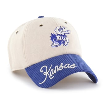 Women's '47 White/Royal Kansas Jayhawks Rope Script Clean Up Adjustable Hat