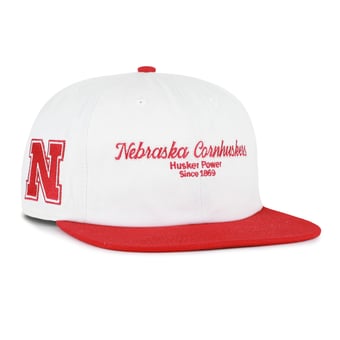 Men's '47 White/Scarlet Nebraska Huskers Script Stack Relaxed Captain Adjustable Hat