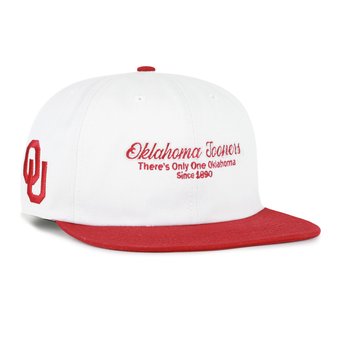 Men's '47 White/Crimson Oklahoma Sooners Script Stack Relaxed Captain Snapback Hat
