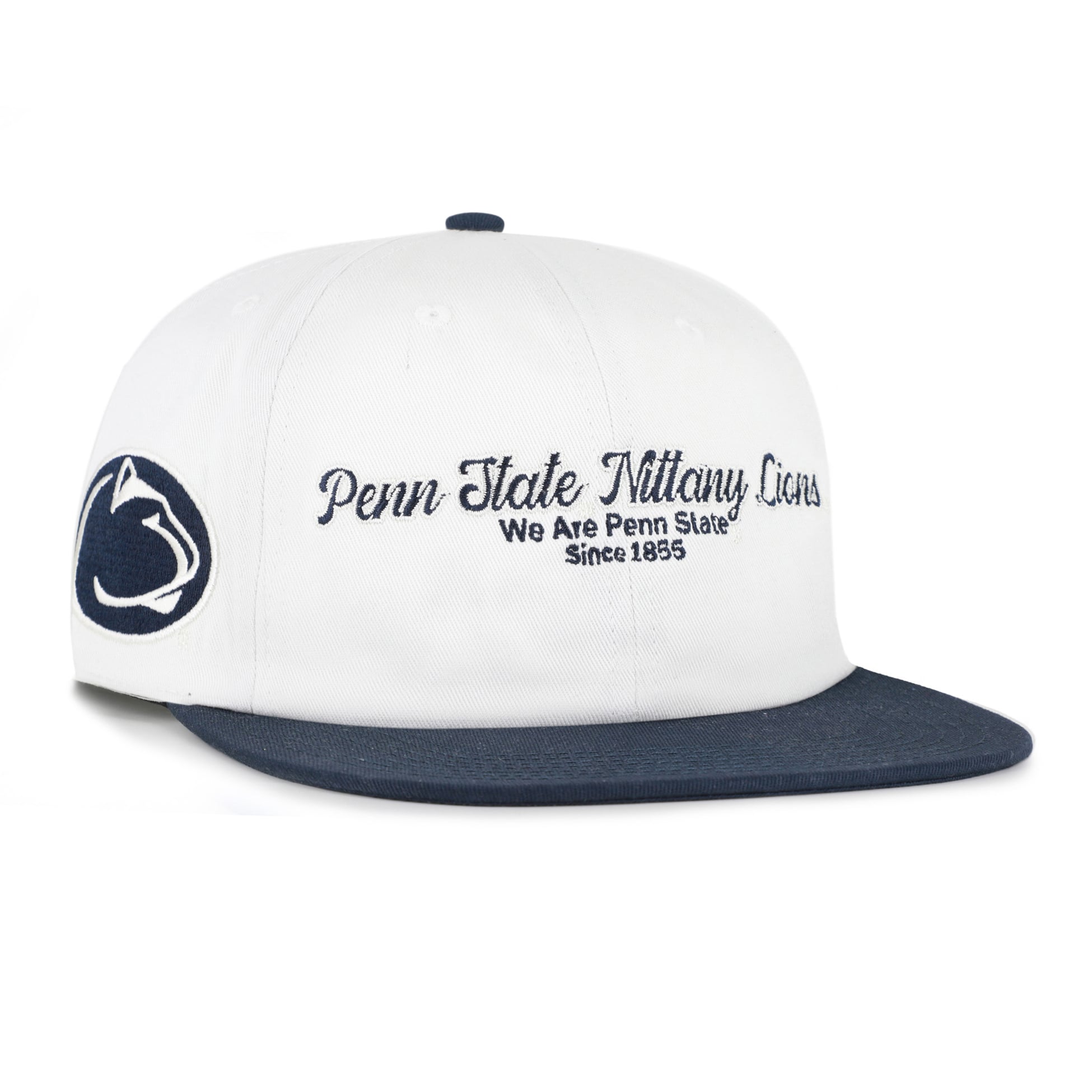 Men's '47 White/Navy Penn State Nittany Lions Script Stack Relaxed Captain Adjustable Hat