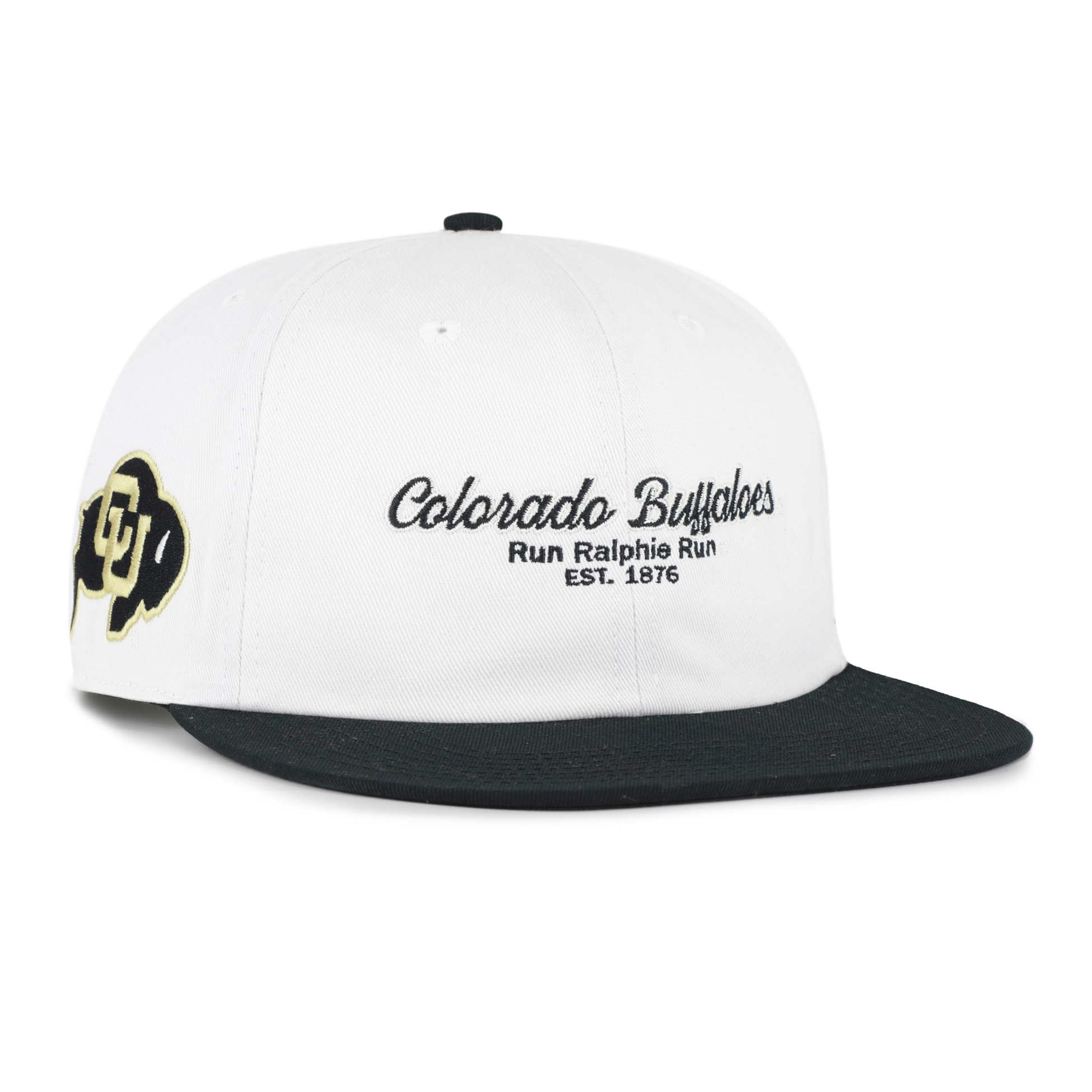 Men's '47 White/Black Colorado Buffaloes Script Stack Relaxed Captain Adjustable Hat
