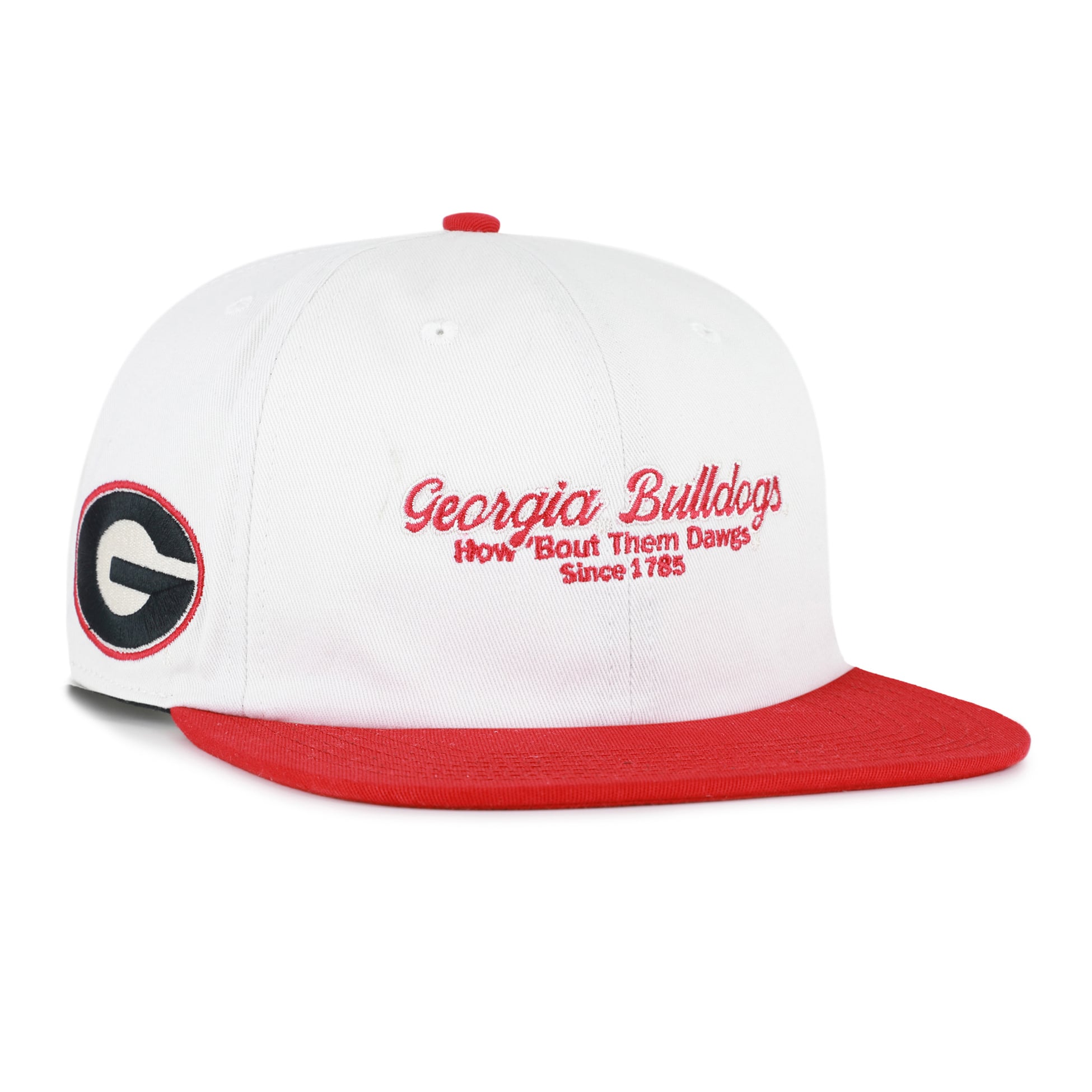 Men's '47 White/Red Georgia Bulldogs Script Stack Relaxed Captain Snapback Hat