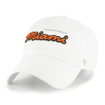 Women's '47 White Miami Hurricanes Trendy Script Clean Up Adjustable Hat