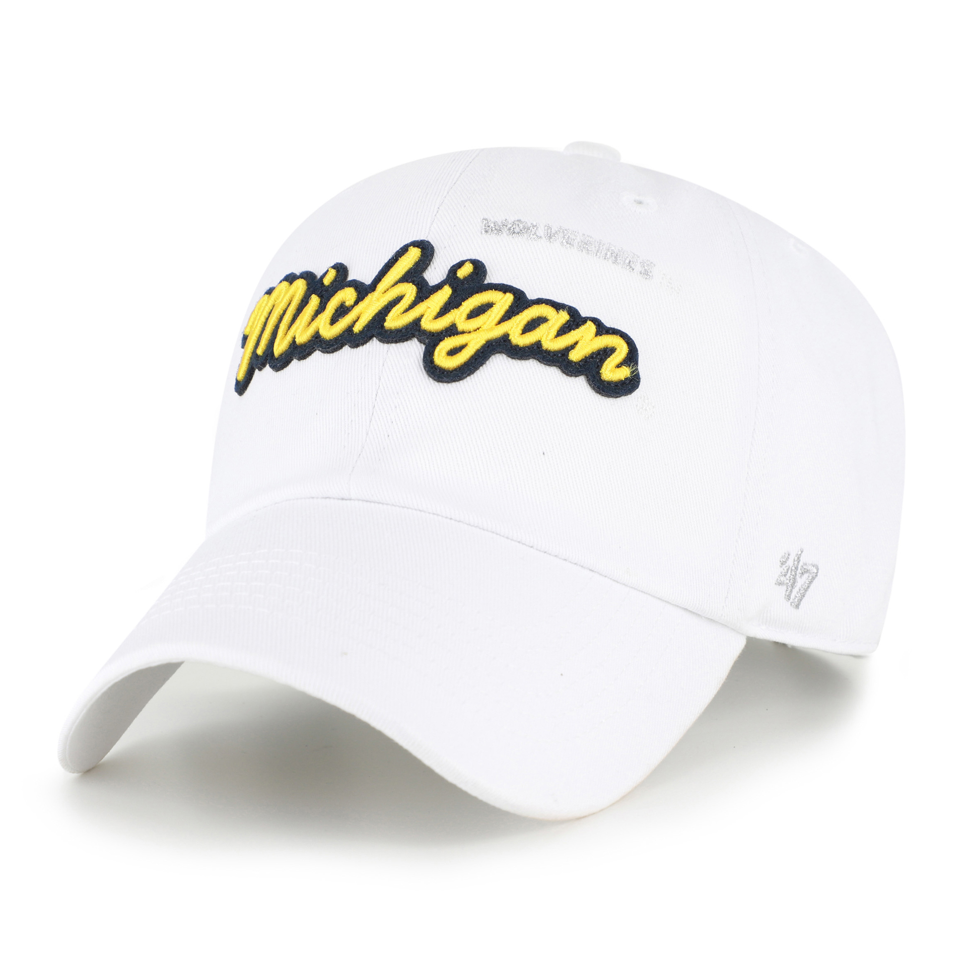 Women's '47 White Michigan Wolverines Trendy Script Clean Up Adjustable Hat