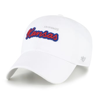 Women's '47 White Kansas Jayhawks Trendy Script Clean Up Adjustable Hat