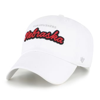 Women's '47 White Nebraska Huskers Trendy Script Clean Up Adjustable Hat