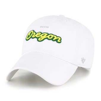 Women's '47 White Oregon Ducks Trendy Script Clean Up Adjustable Hat