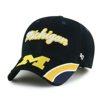 Women's '47 Black Michigan Wolverines Velvet Denim Script MVP Adjustable Hat