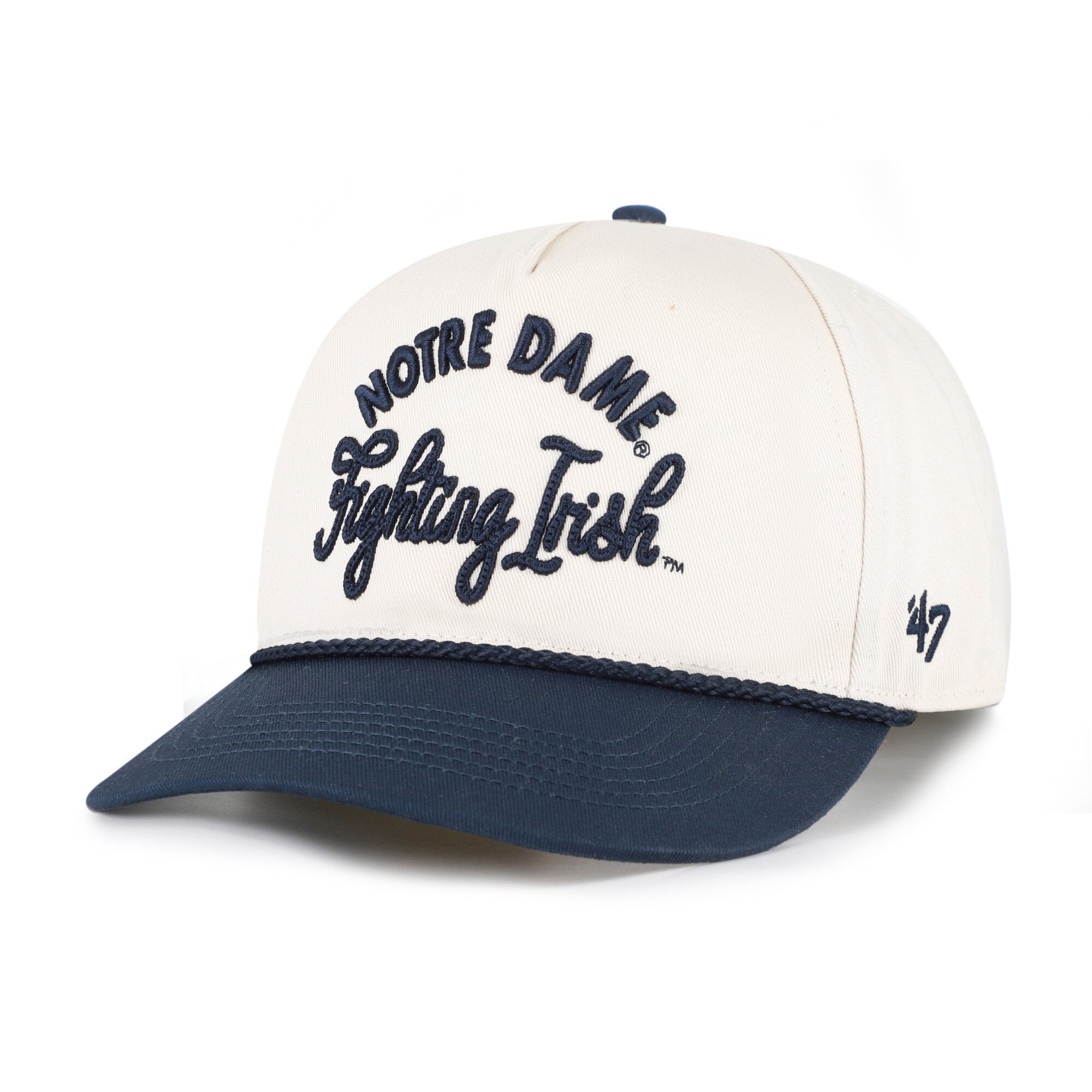 Women's '47 Cream/Navy Notre Dame Fighting Irish Rope Script Hitch Adjustable Hat