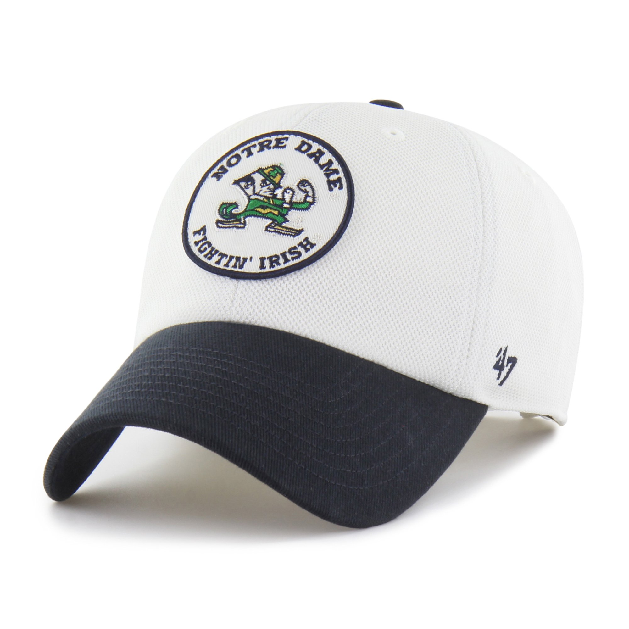 Unisex '47 White/Navy Notre Dame Fighting Irish Pique Patch Clean Up Adjustable Hat