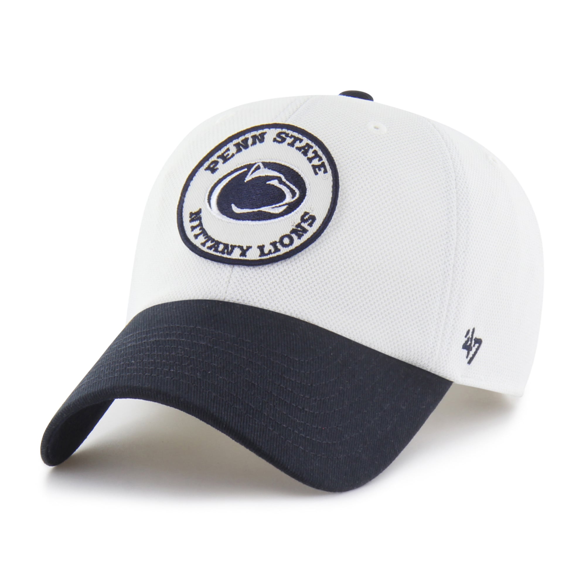 Unisex '47 White/Navy Penn State Nittany Lions Pique Patch Clean Up Adjustable Hat
