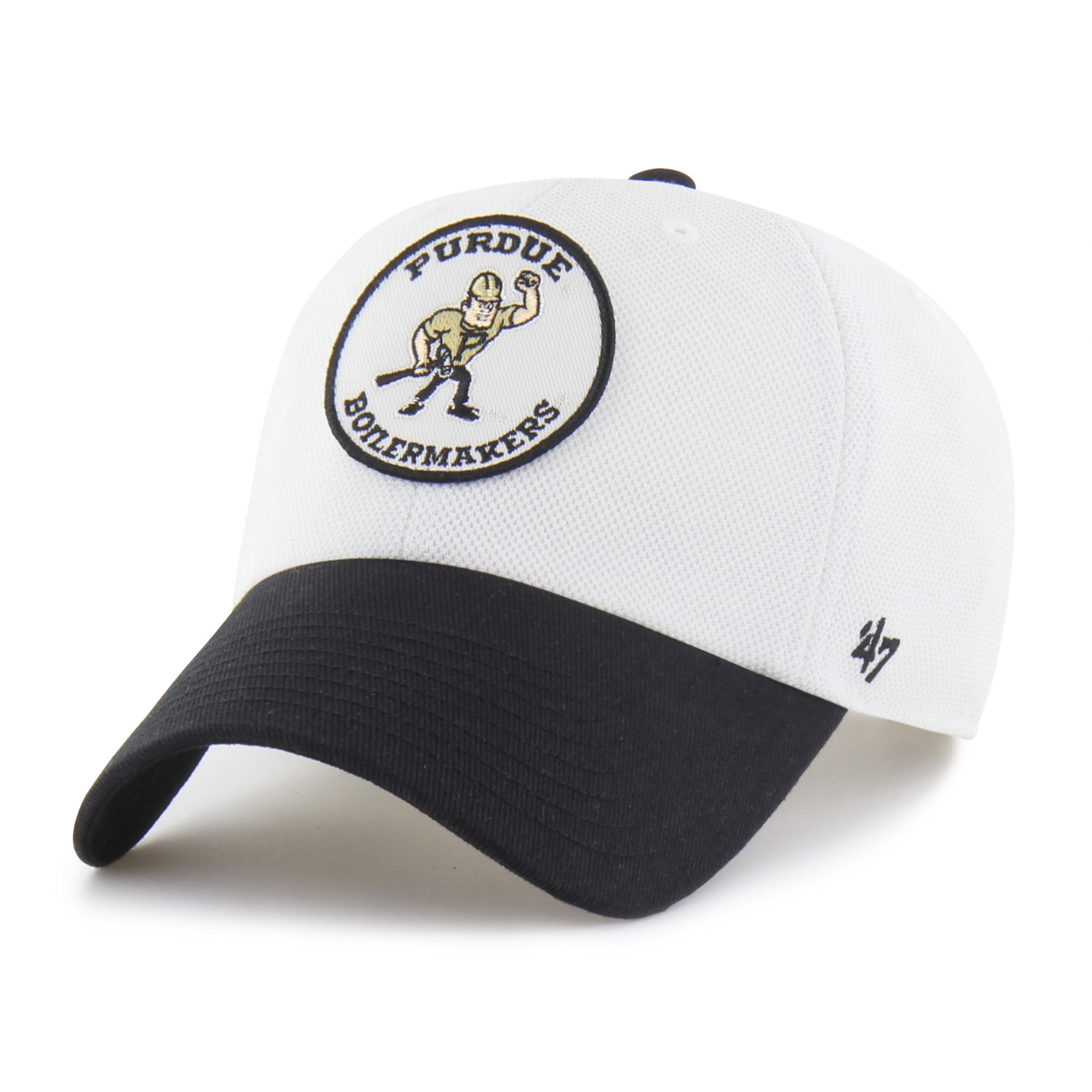 Unisex '47 White/Black Purdue Boilermakers Pique Patch Clean Up Adjustable Hat