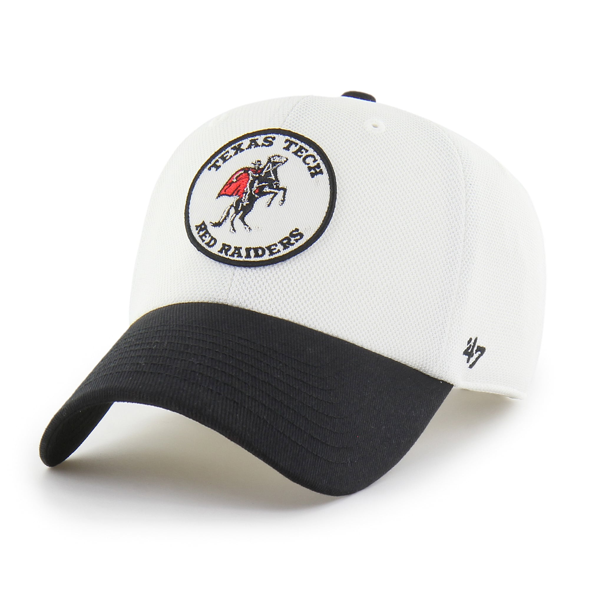 Unisex '47 White/Black Texas Tech Red Raiders Pique Patch Clean Up Adjustable Hat