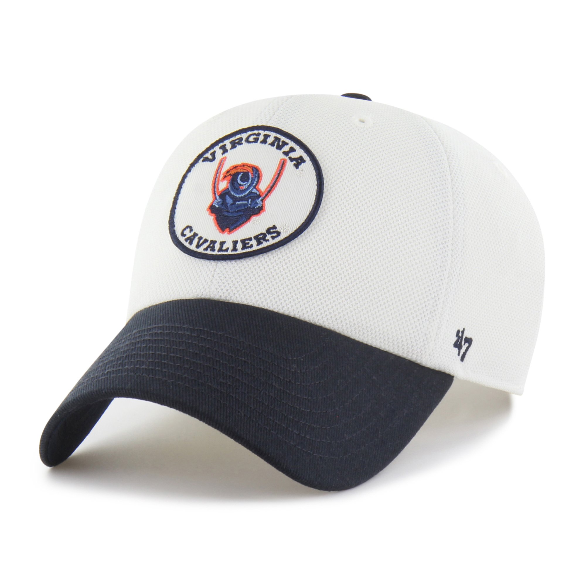 Unisex '47 White/Navy Virginia Cavaliers Pique Patch Clean Up Adjustable Hat