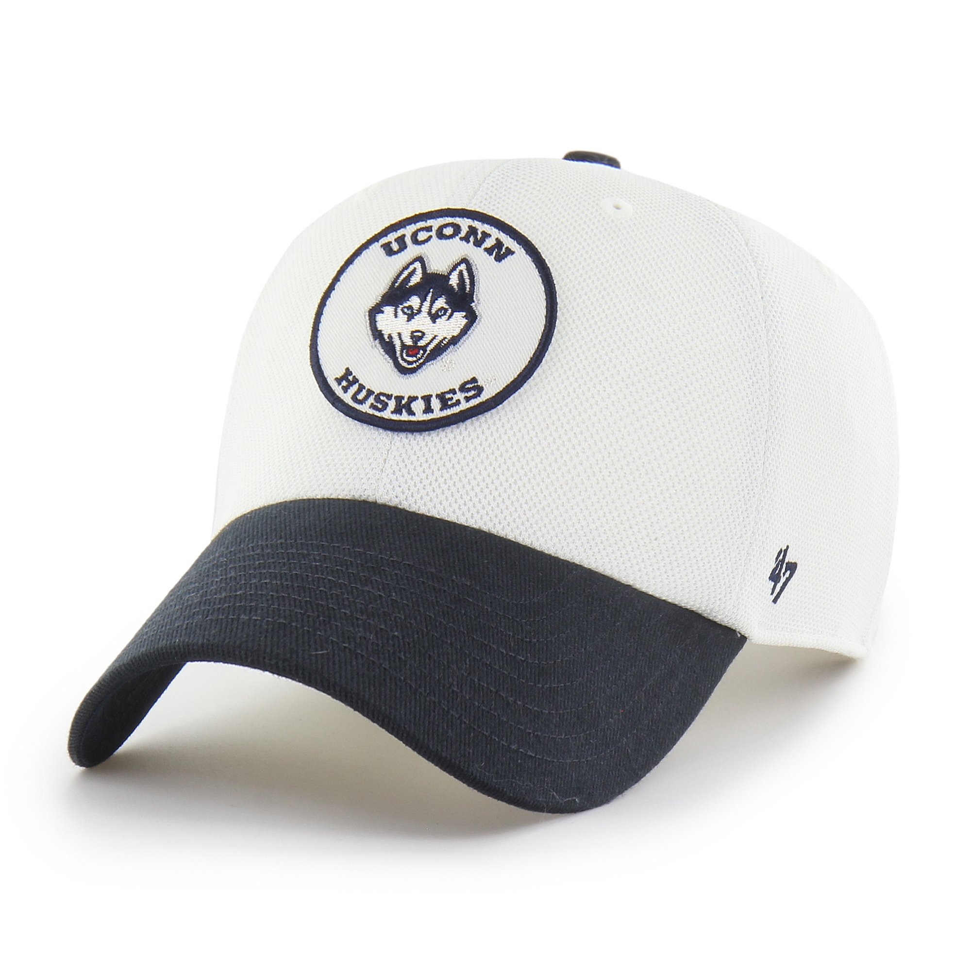 Unisex '47 White/Navy UConn Huskies Pique Patch Clean Up Adjustable Hat