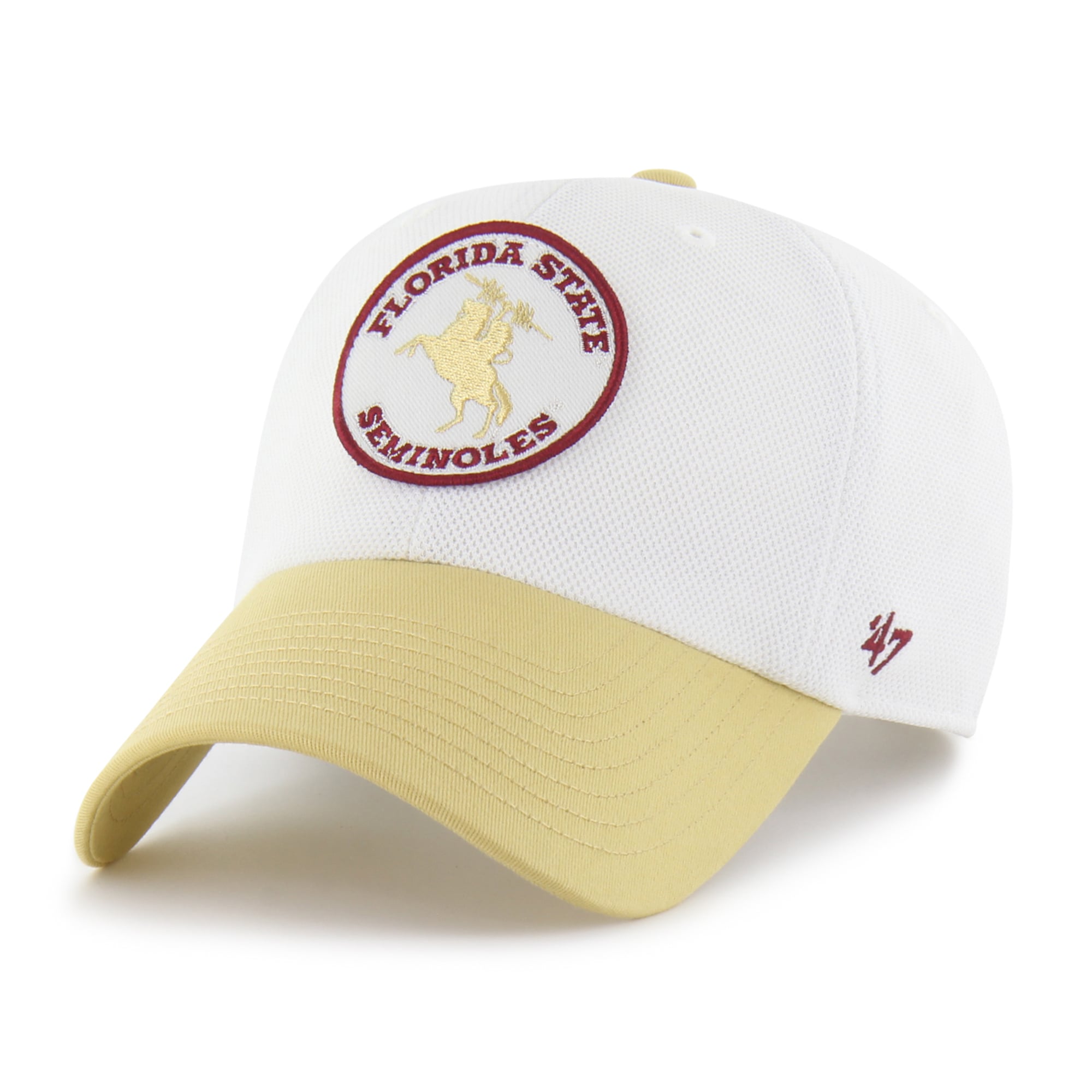 Unisex '47 White/Gold Florida State Seminoles Pique Patch Clean Up Adjustable Hat