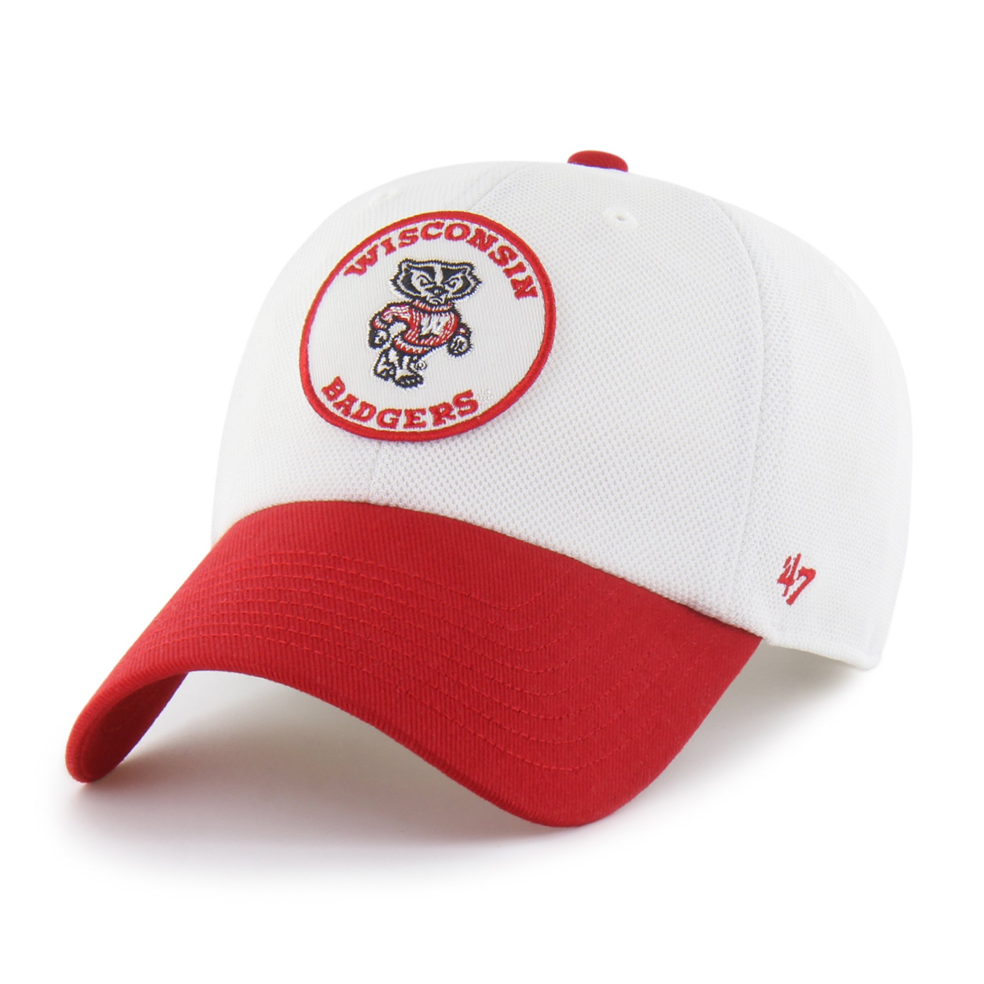 Unisex '47 White/Red Wisconsin Badgers Pique Patch Clean Up Adjustable Hat