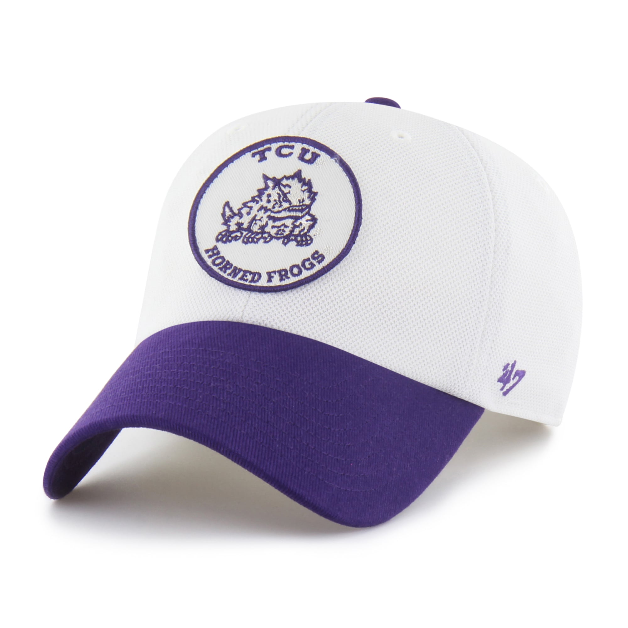 Unisex '47 White/Purple TCU Horned Frogs Pique Patch Clean Up Adjustable Hat