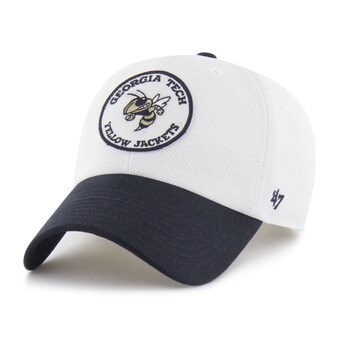 Unisex '47 White/Navy Georgia Tech Yellow Jackets Pique Patch Clean Up Adjustable Hat