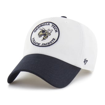 Unisex '47 White/Navy Georgia Tech Yellow Jackets Pique Patch Clean Up Adjustable Hat
