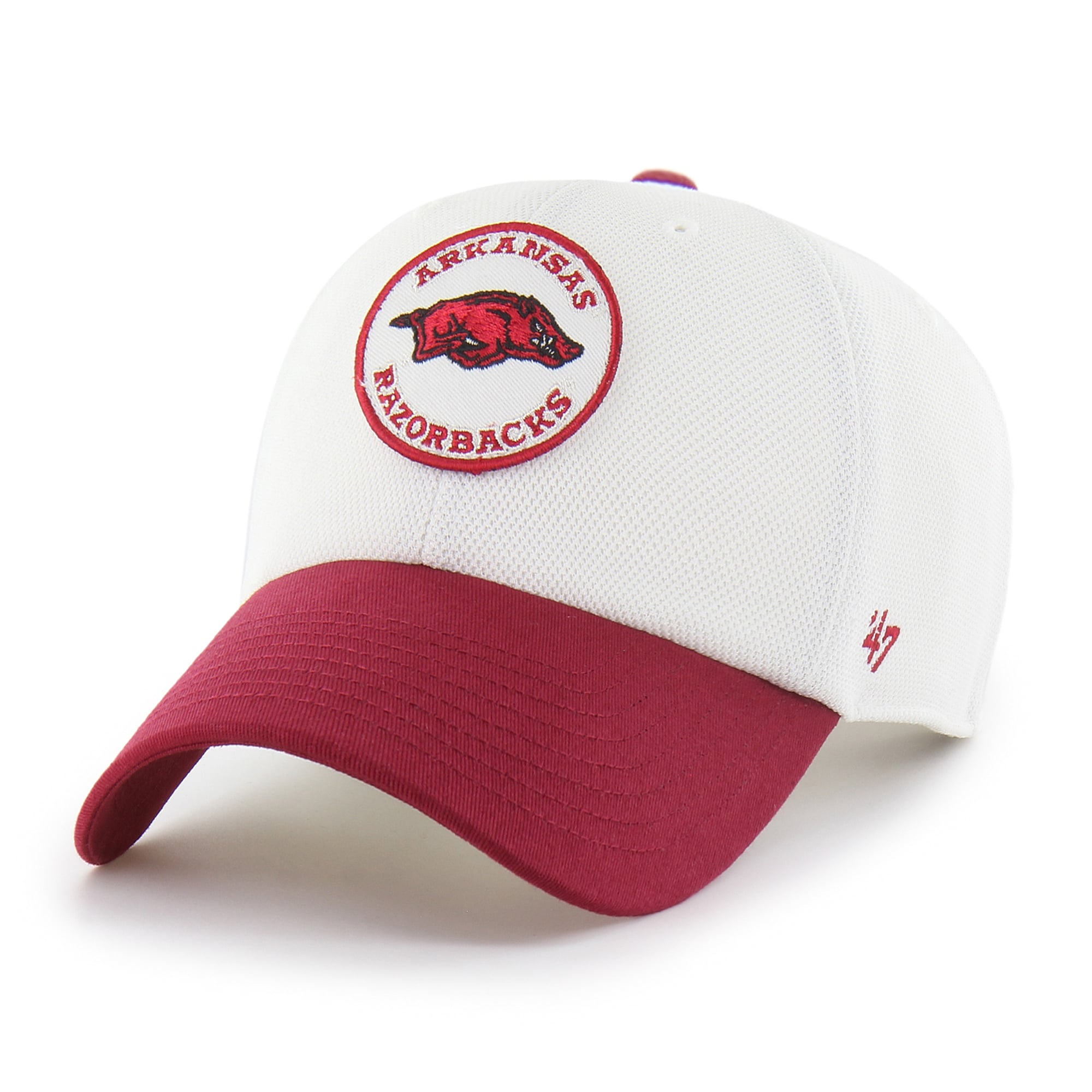 Unisex '47 White/Cardinal Arkansas Razorbacks Pique Patch Clean Up Adjustable Hat