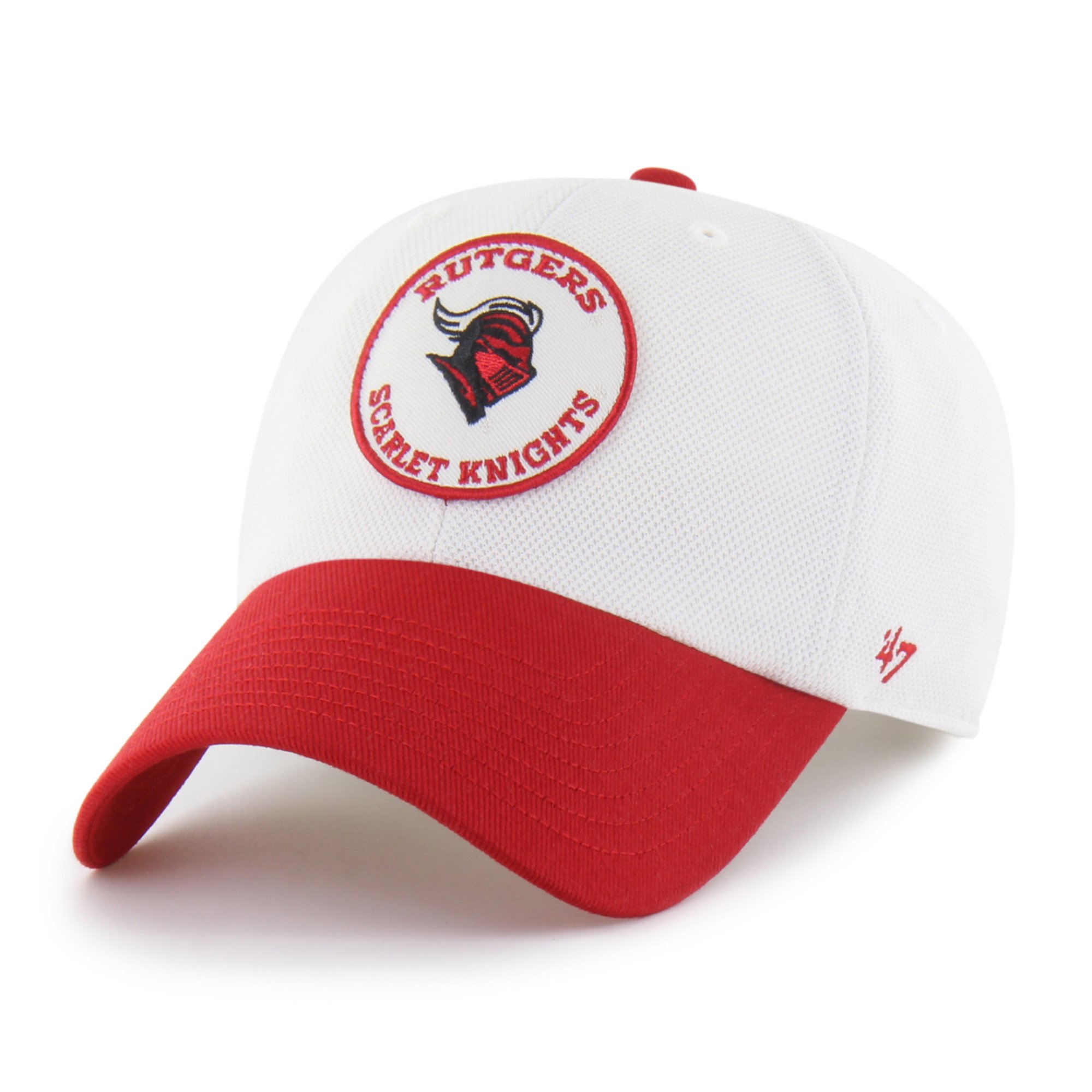 Unisex '47 White/Scarlet Rutgers Scarlet Knights Pique Patch Clean Up Adjustable Hat