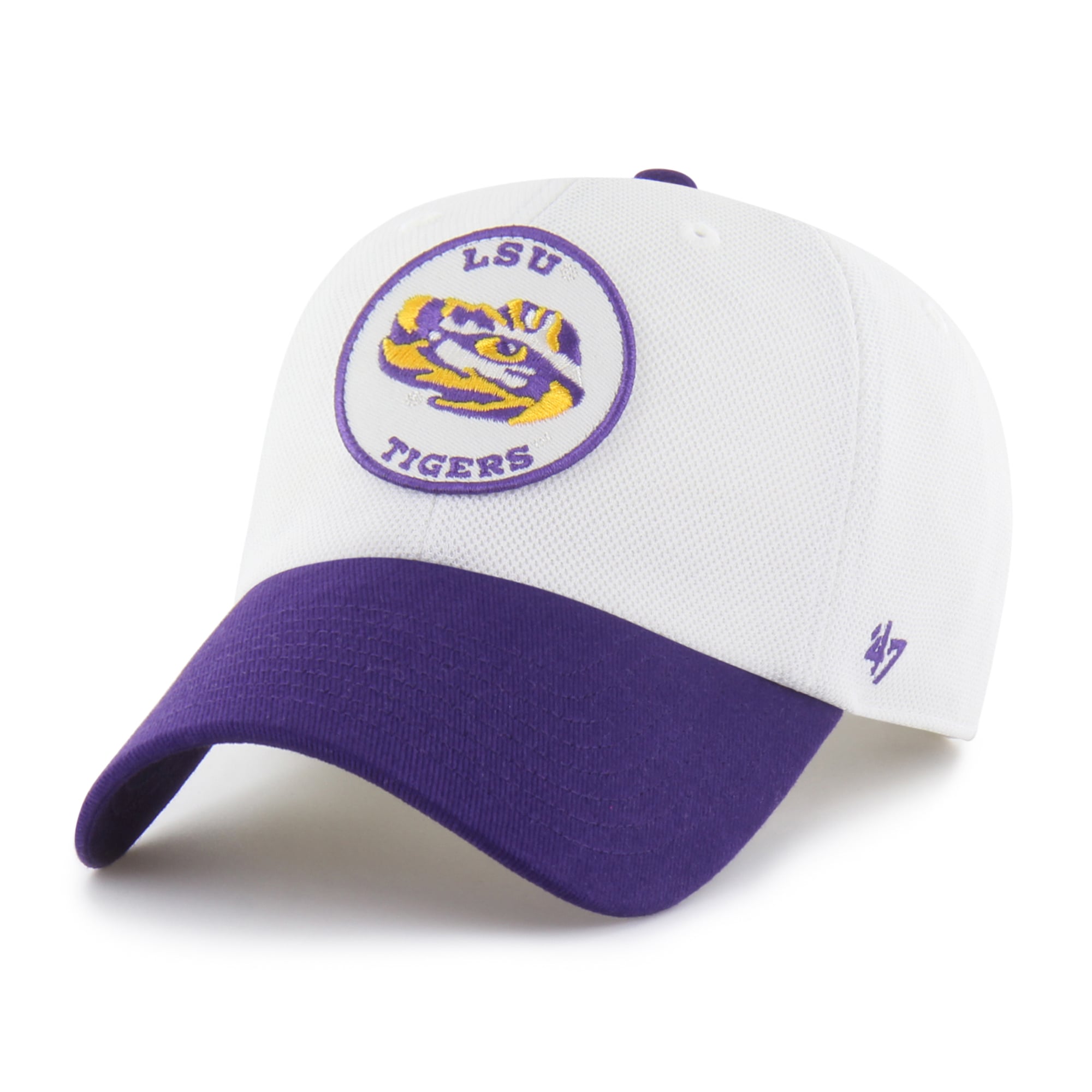 Unisex '47 White/Purple LSU Tigers Pique Patch Clean Up Adjustable Hat