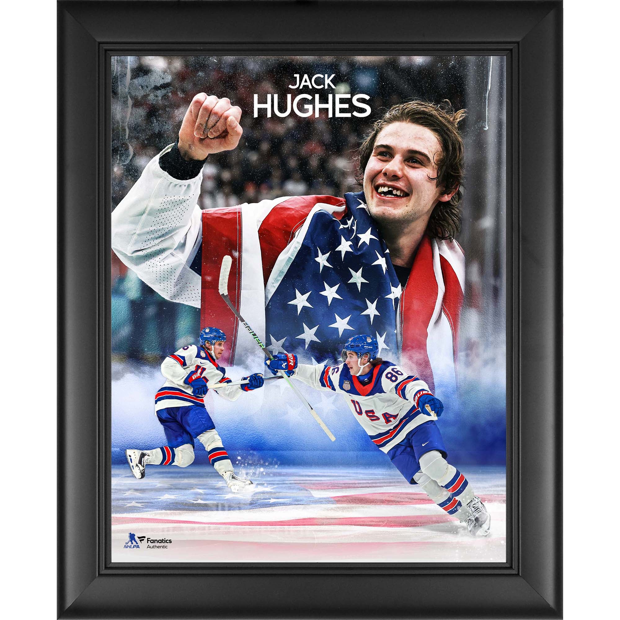 Jack Hughes Team USA Framed 13" x 16" 2026 Winter Olympics Gold Medal Collage