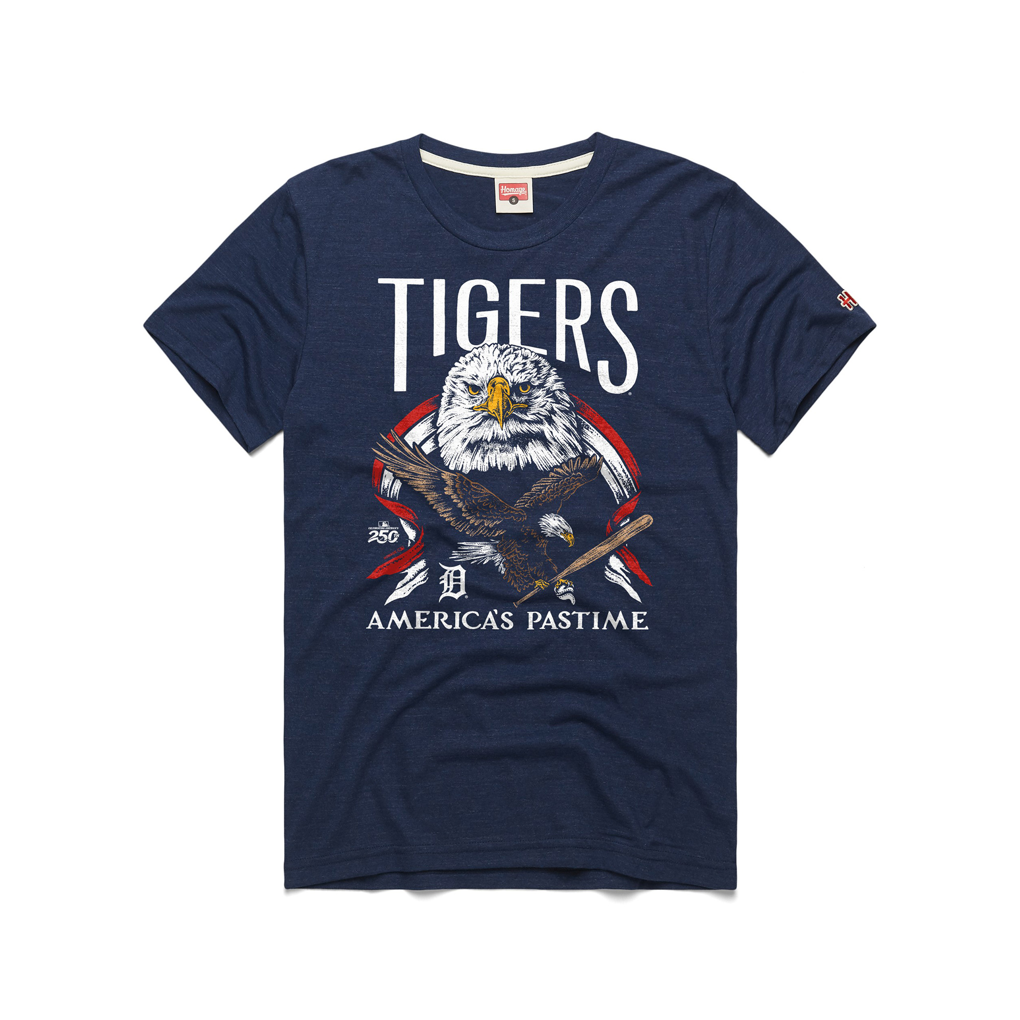 Men's Homage  Navy Detroit Tigers America's Pastime Tri-Blend T-Shirt