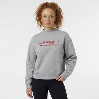 Women's Champion  Gray Ohio State Buckeyes Triumph Mock Neck Sweatshirt