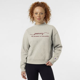 Women's Champion  Cream Oklahoma Sooners Triumph Mock Neck Sweatshirt