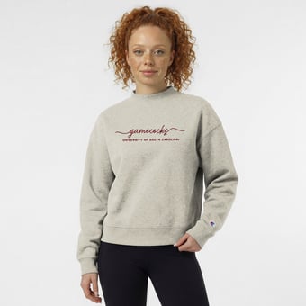 Women's Champion  Heather Gray South Carolina Gamecocks Triumph Mock Neck Sweatshirt
