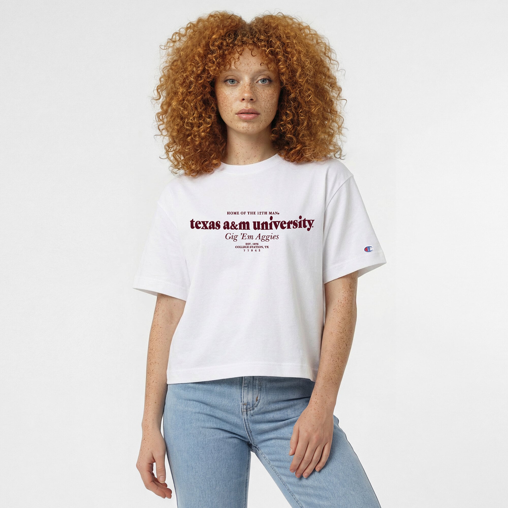 Women's Champion White Texas A&M Aggies Home Wordmark T-Shirt