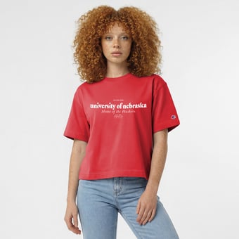 Women's Champion Scarlet Nebraska Huskers Home Wordmark T-Shirt