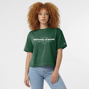 Women's Champion Green Miami Hurricanes Home Wordmark T-Shirt