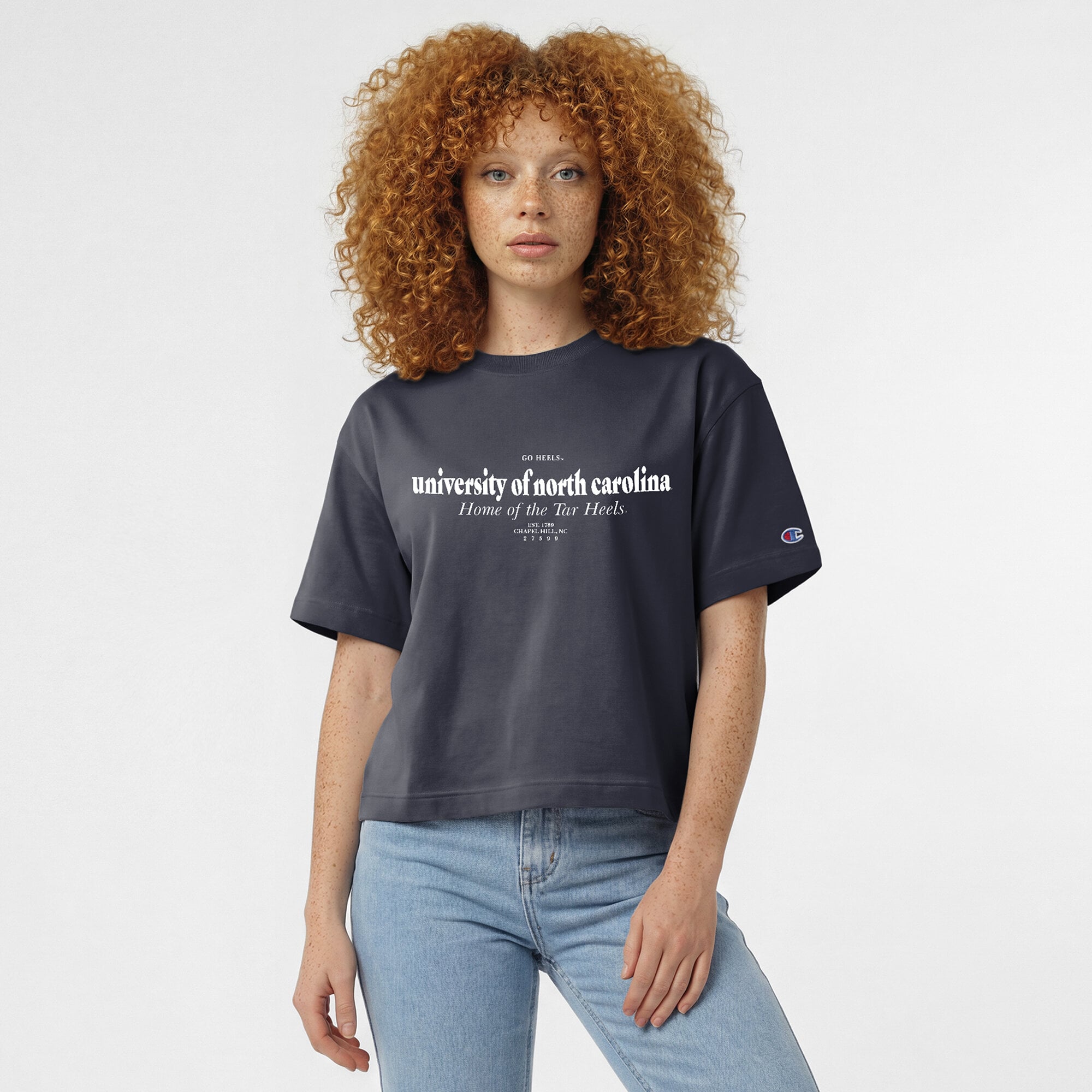 Women's Champion Navy North Carolina Tar Heels Home Wordmark T-Shirt