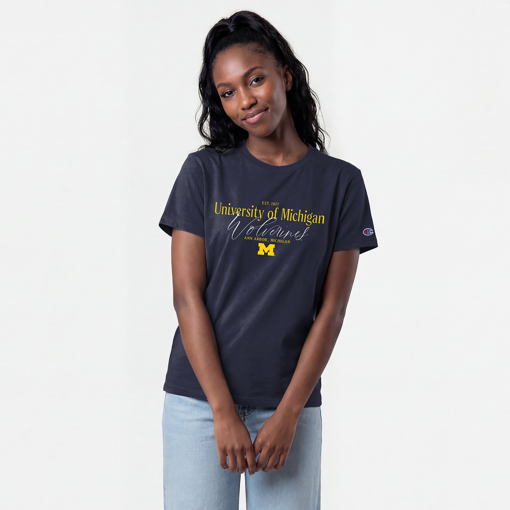 Women's Champion Navy Michigan Wolverines Lifestyle T-Shirt