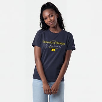 Women's Champion  Navy Michigan Wolverines Lifestyle T-Shirt