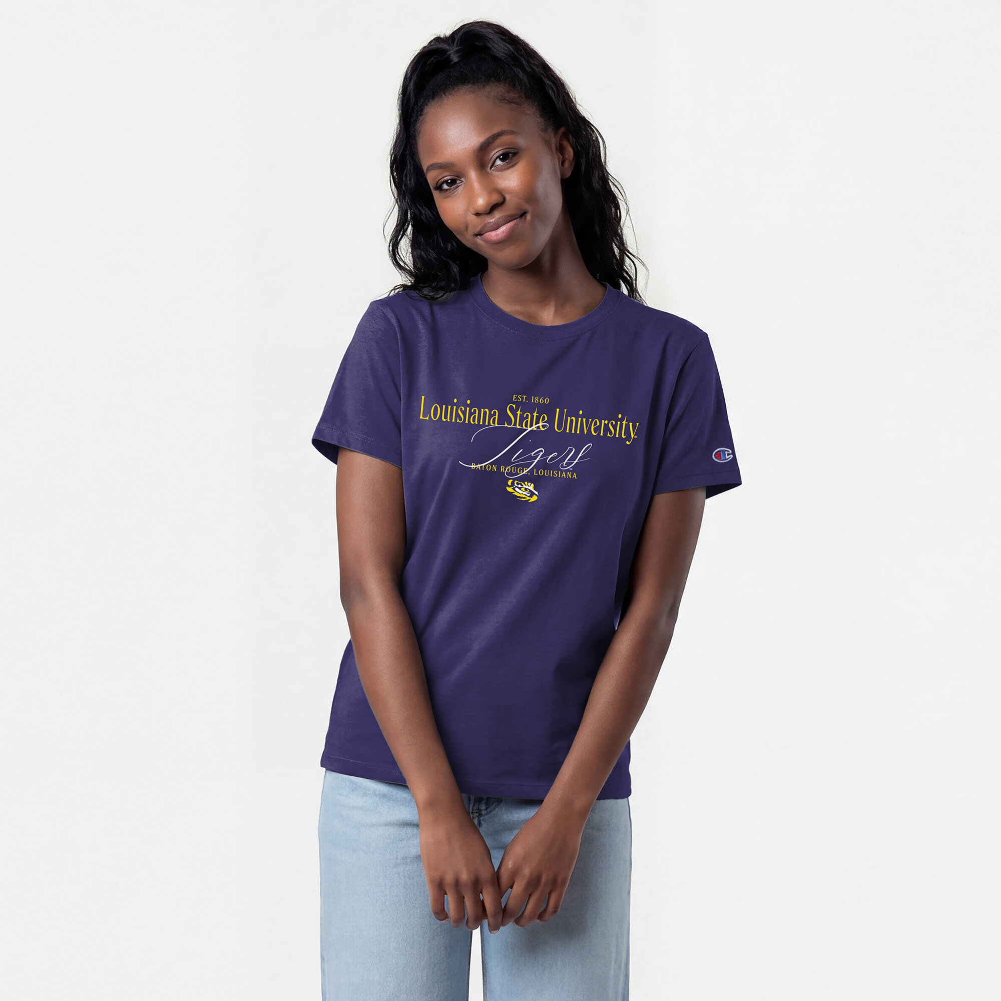 Women's Champion  Purple LSU Tigers Lifestyle T-Shirt