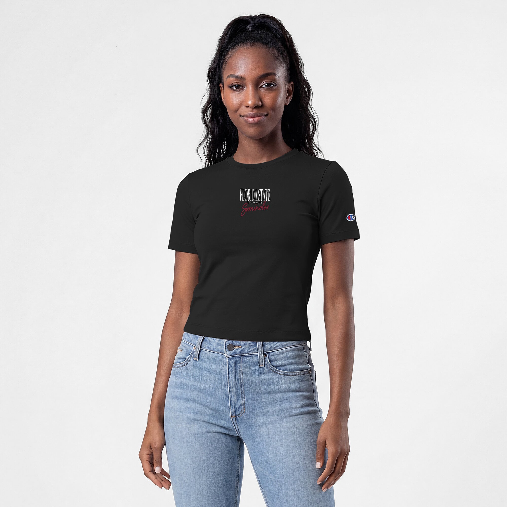 Women's Champion  Black Florida State Seminoles Athletic Soft-Touch Fitted T-Shirt