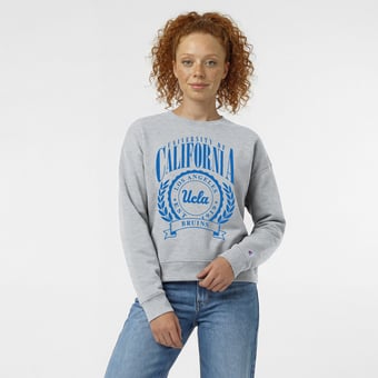 Women's Champion  Heather Gray UCLA Bruins Academic Crest Powerblend Crewneck Sweatshirt