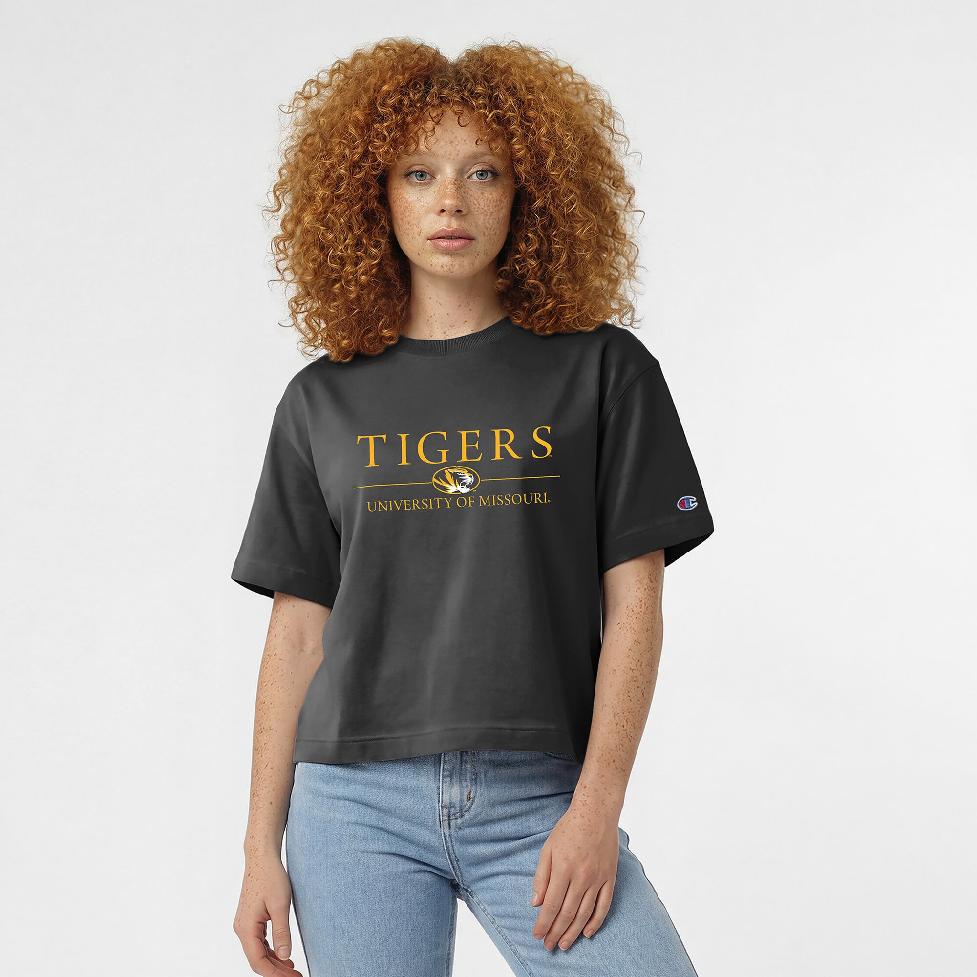 Women's Champion  Black Missouri Tigers Waist Length Wordmark T-Shirt